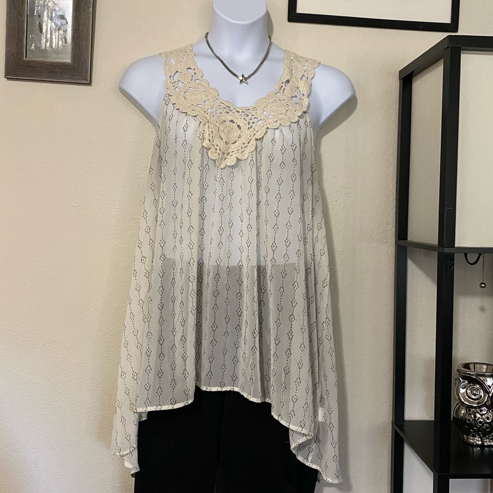 Torrid Crochet Print Chiffon Hi Lo Tank Top